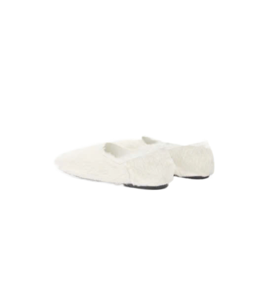 Fur Detail Calfskin Flat Shoes