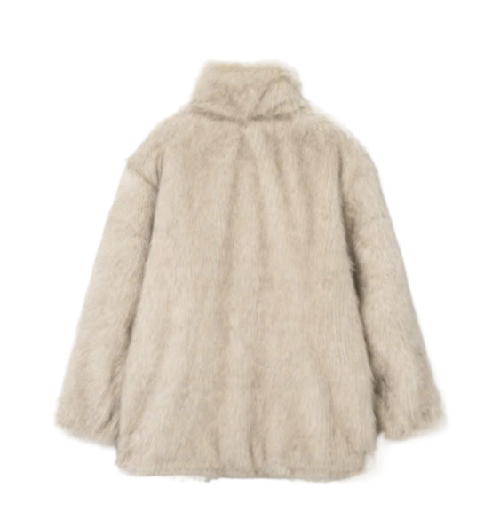 Buckle Long Hair Fur Jacket