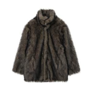 Buckle Long Hair Fur Jacket 