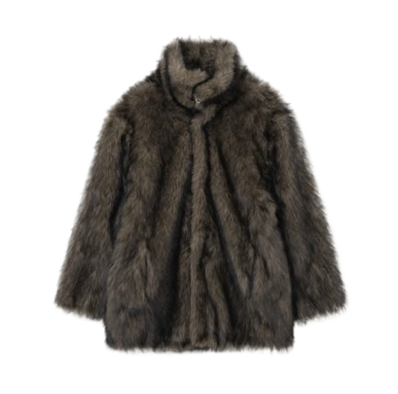 Buckle Long Hair Fur Jacket 