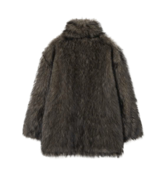 Buckle Long Hair Fur Jacket 