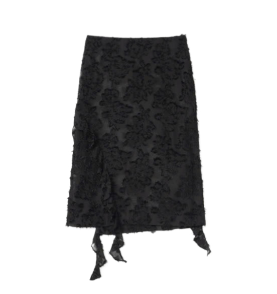 Sheer Ruffle Midi Skirt