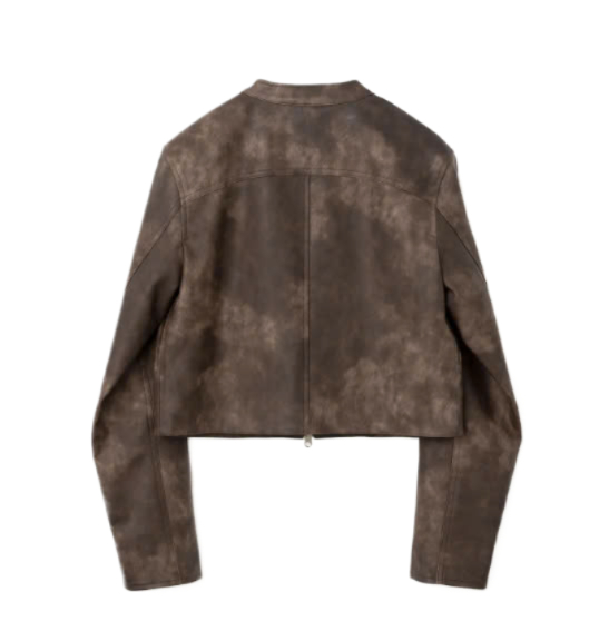 Textured Leather Biker Jacket