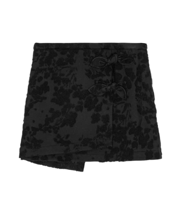 Black buckle jacquard shooting mini skirt