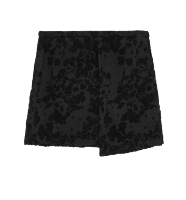 Black buckle jacquard shooting mini skirt