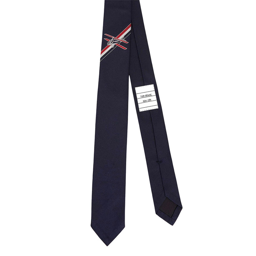 Stripe Plain Icon Silk Navy