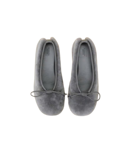 Ribbon fur flat shoes