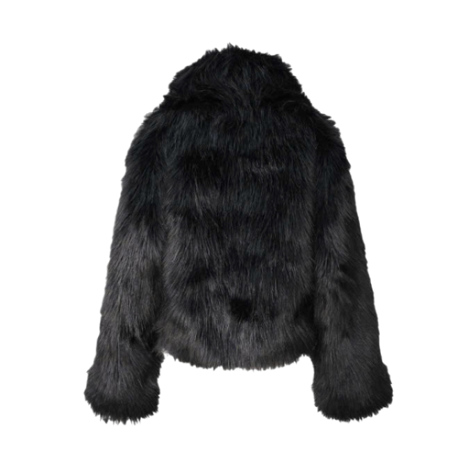 Elfelfelf Archives Women Buckle Fur Jacket Black