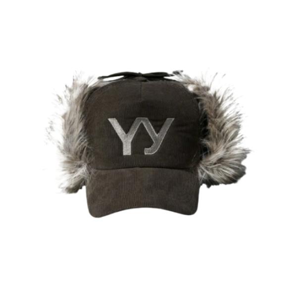 Open Yy Faux Fur Corduroy Earflap Cap Khaki