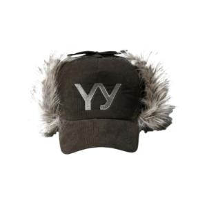 Open Yy Faux Fur Corduroy Earflap Cap Khaki