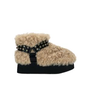 THREETOEIGHTY Platform Short Fur Boots Beige