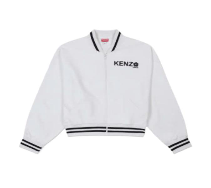 Bokeh Flower Bomber Jacket - White