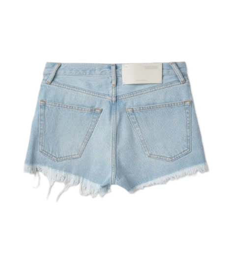 Back Logo Patch Denim Shorts - Light Blue