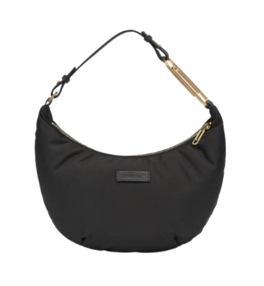 Paperclip Nylon Shoulder Bag - Black