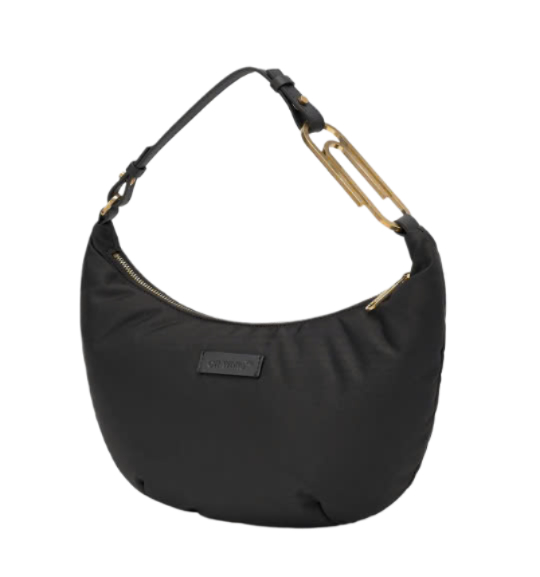 Paperclip Nylon Shoulder Bag - Black