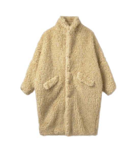 Oversized Double Fur Coat - Beige