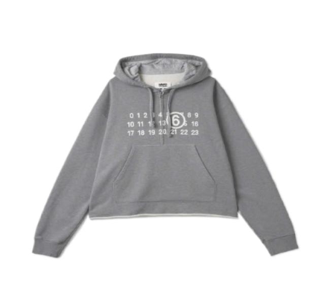 Logo Print Hoodie - Melange Grey