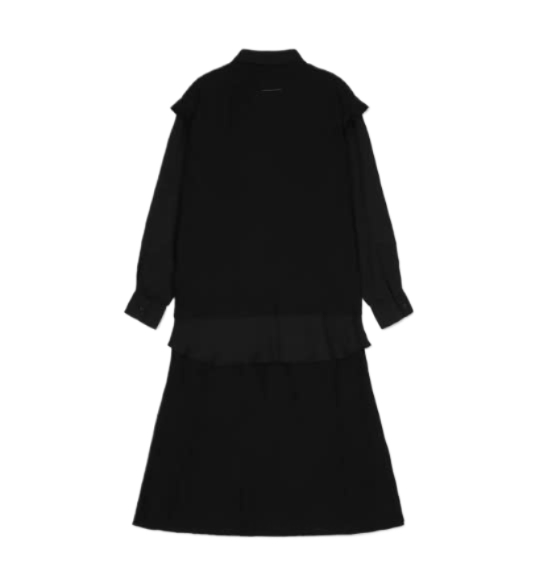 6 Numbering Logo Layered Dress - Black