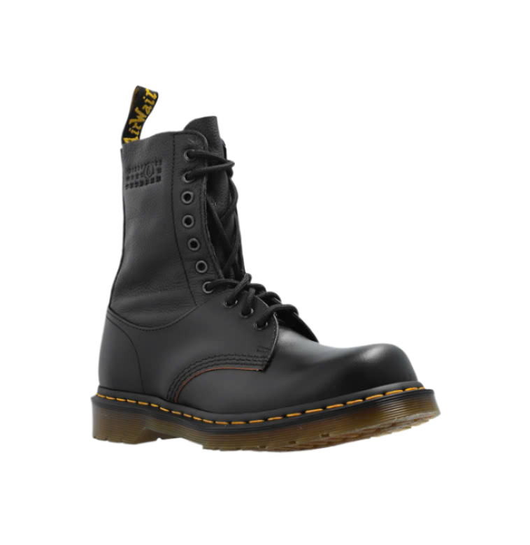 DR. MARTENS LOGO LEATHER LACE-UP BOOTS