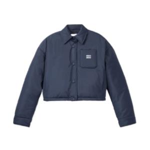 Logo Collar Padded Jacket - Navy