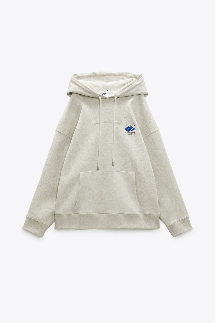 Ader Error x Zara Embroidery Hooded Sweatshirt Gray