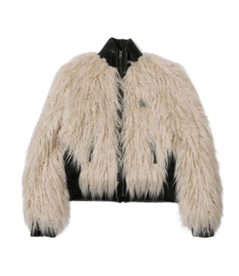 Faux Mongolian Shearling Jacket Raw