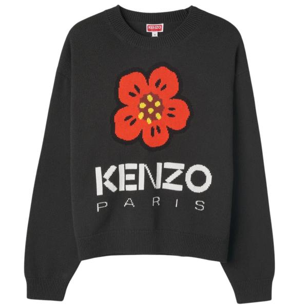 Bokeh Flower Jumper Knit - Black