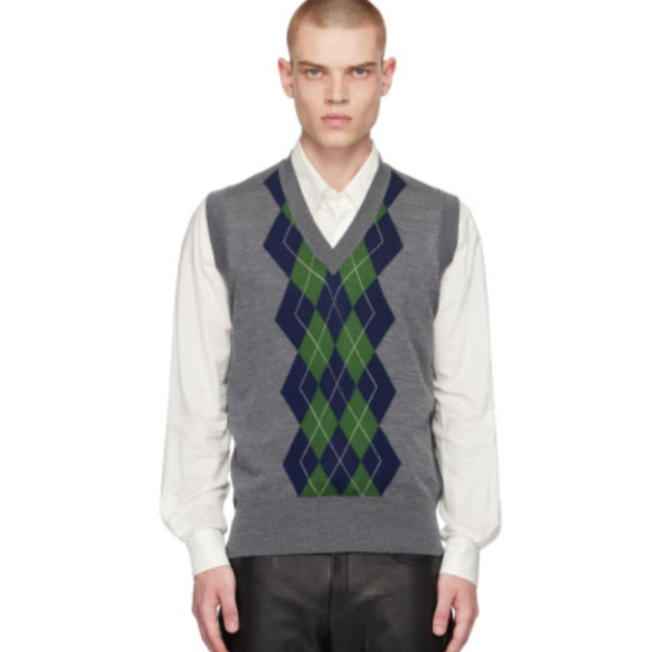 Argyle Jacquard Knit Vest - Grey