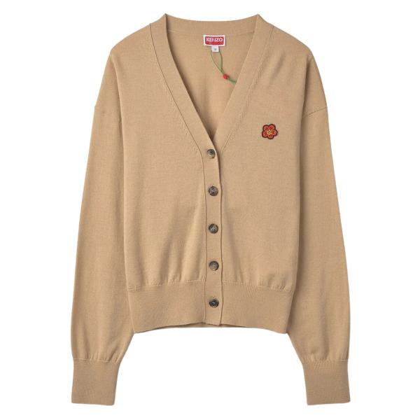 Bokeh Flower Wool Cardigan - Beige