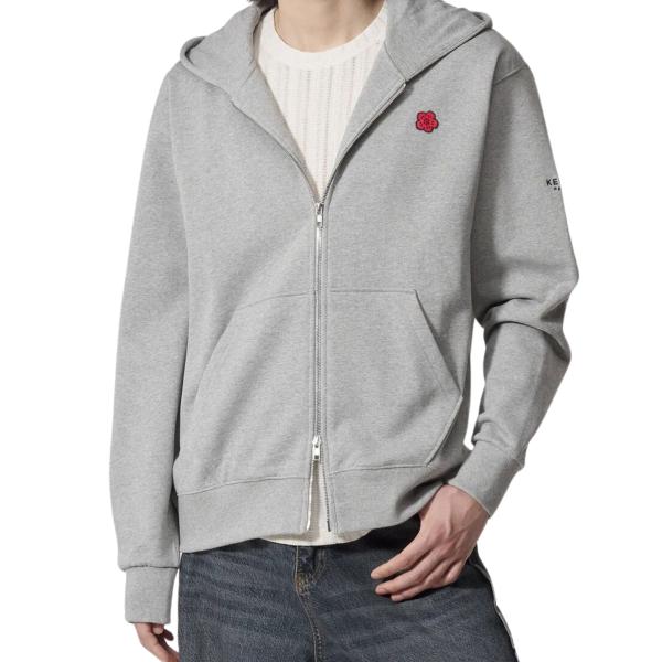 Bokeh Flower Full Zip-Up Hood - Pearl Grey