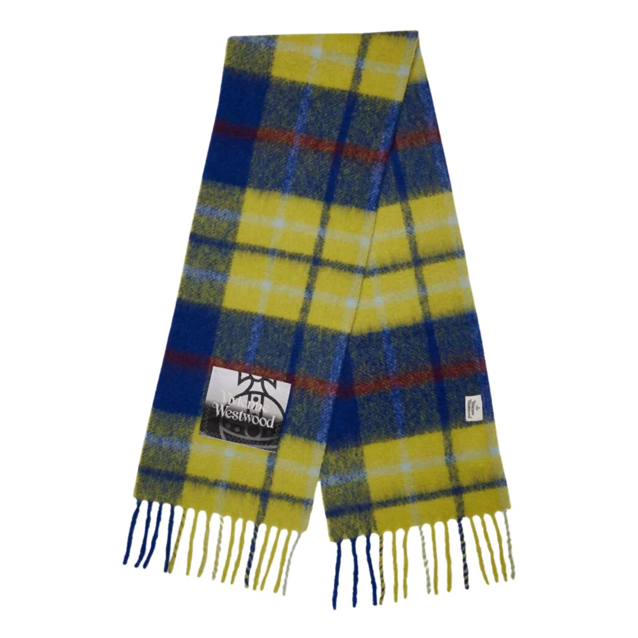 Tartan brand-patch alpaca-blend knitted scarf