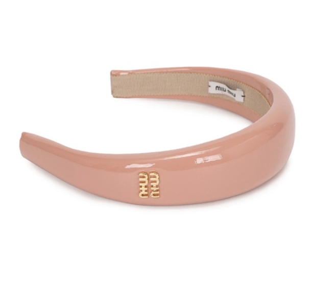 Powder pink patent headband