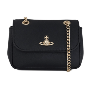 Vivienne Westwood Orb Logo Saffiano Small Crossbody Bag Black