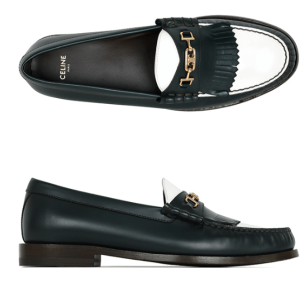 Celine Luco Triomphe Loafer in Polished Bottle Green