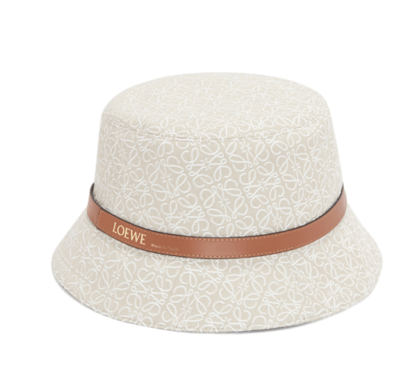 Bucket hat in Anagram jacquard and calfskin