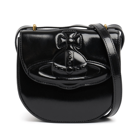 Vivienne Westwood Jodie Shiny Leather Saddle Bag