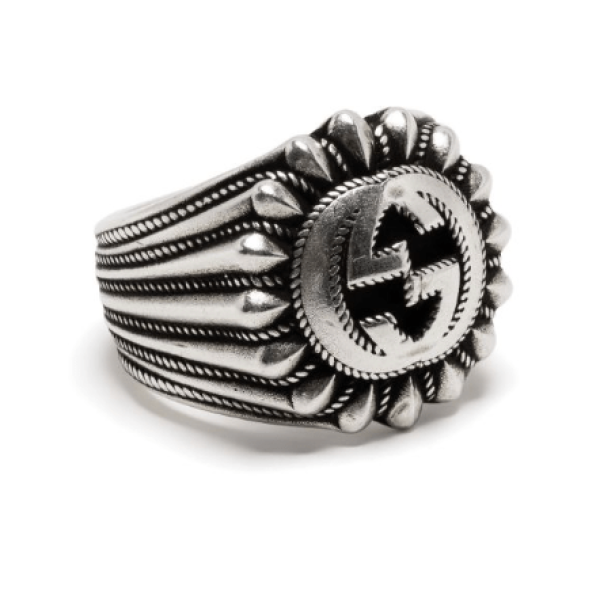 Gucci Interlocking G Engraved Ring Silver