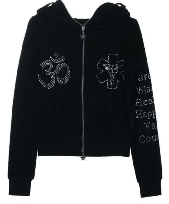 Rhinestone graphic detail hooded sweatshirt