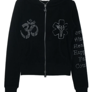 Rhinestone graphic detail hooded sweatshirt