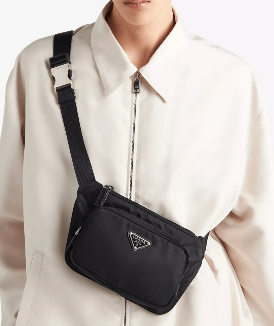 Re-Nylon and Saffiano leather shoulder bag