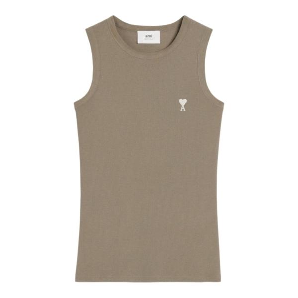 Heart Logo Embroidered Cotton Sleeveless Top