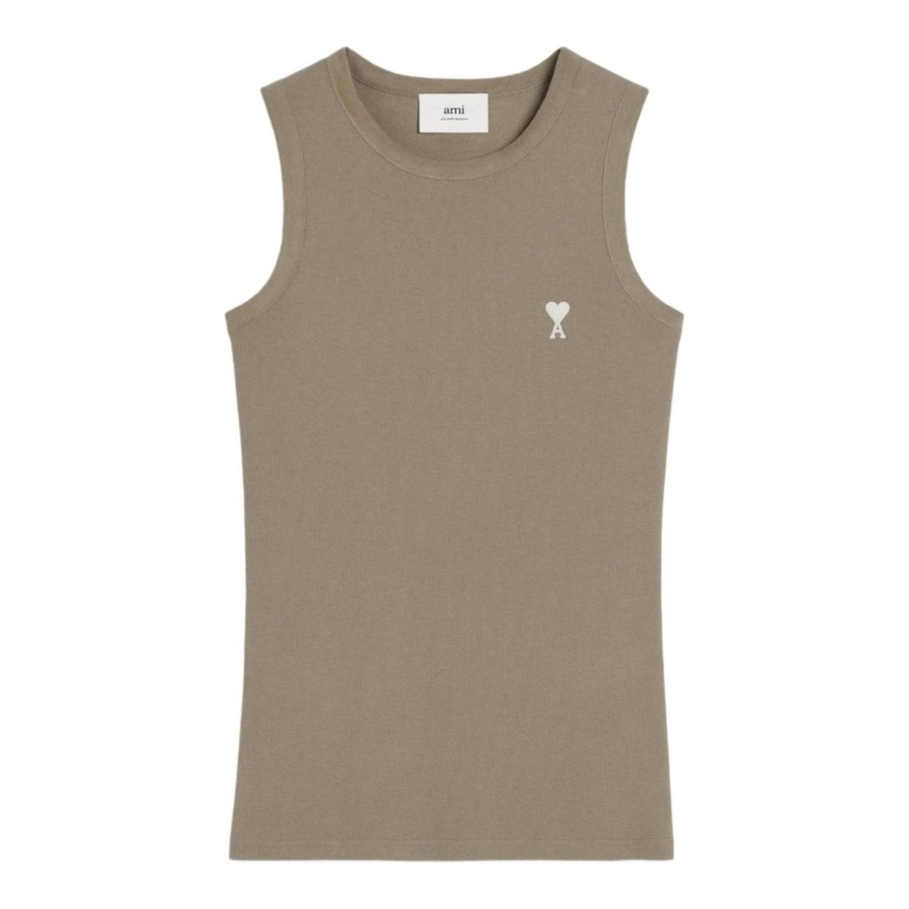 Heart Logo Embroidered Cotton Sleeveless Top