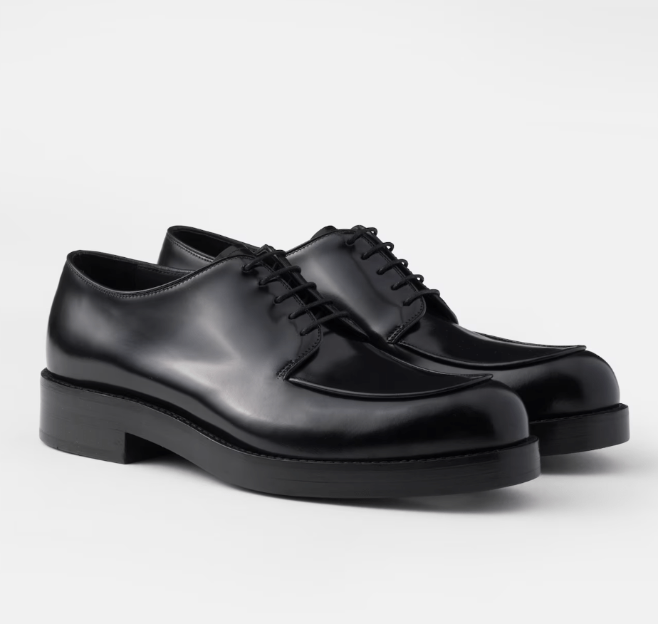 Brushed leather derby shoes