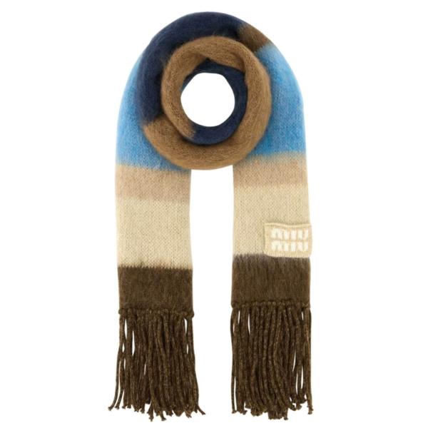 Logo stripe fringe detail muffler