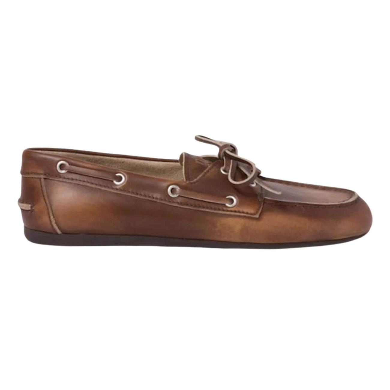 Miu Miu Unlined Bleached Leather Loafers Sienna