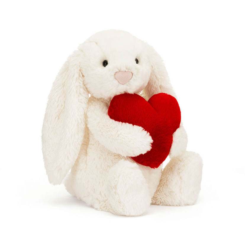 Jellycat Bashful Red Love Heart Bunny Medium Cream