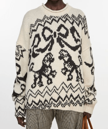 Ribbon jacquard pattern wool knit