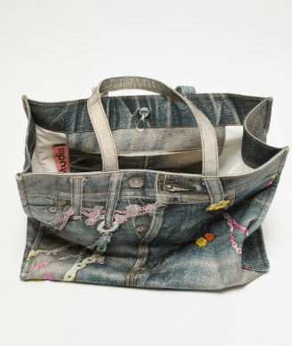 Trompe l'oeil denim print tote bag