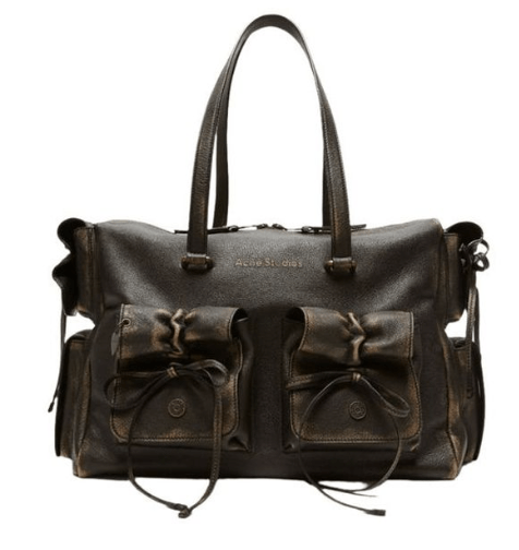 Multi-pocket leather shoulder bag