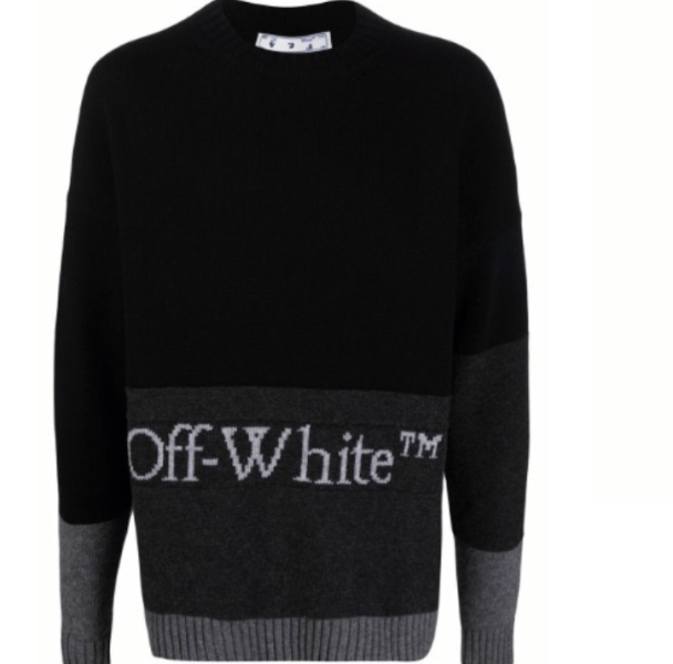 BLOCKED CREWNECK WOOL KNIT SWEATER